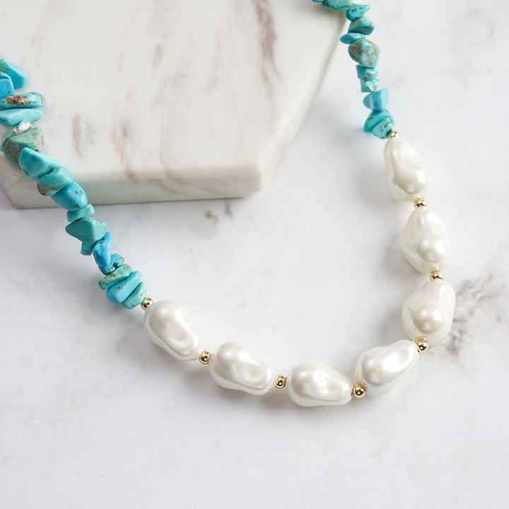 Selenichast Baroque Pearl Turquoise Necklace