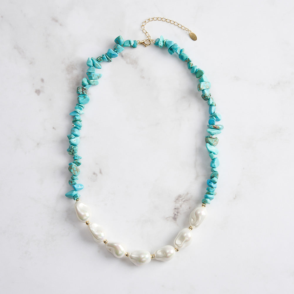 Selenichast Baroque Pearl Turquoise Necklace