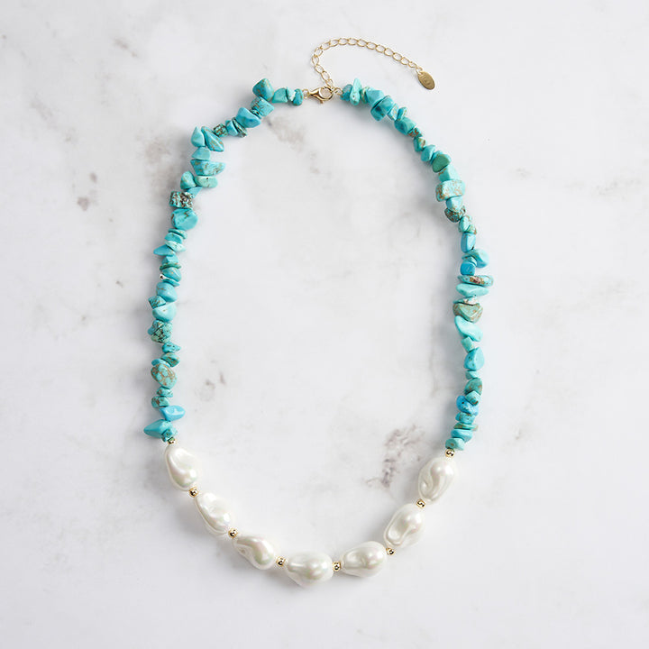 Baroque Pearl Turquoise Necklace