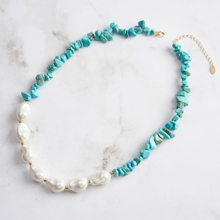 Selenichast Baroque Pearl Turquoise Necklace