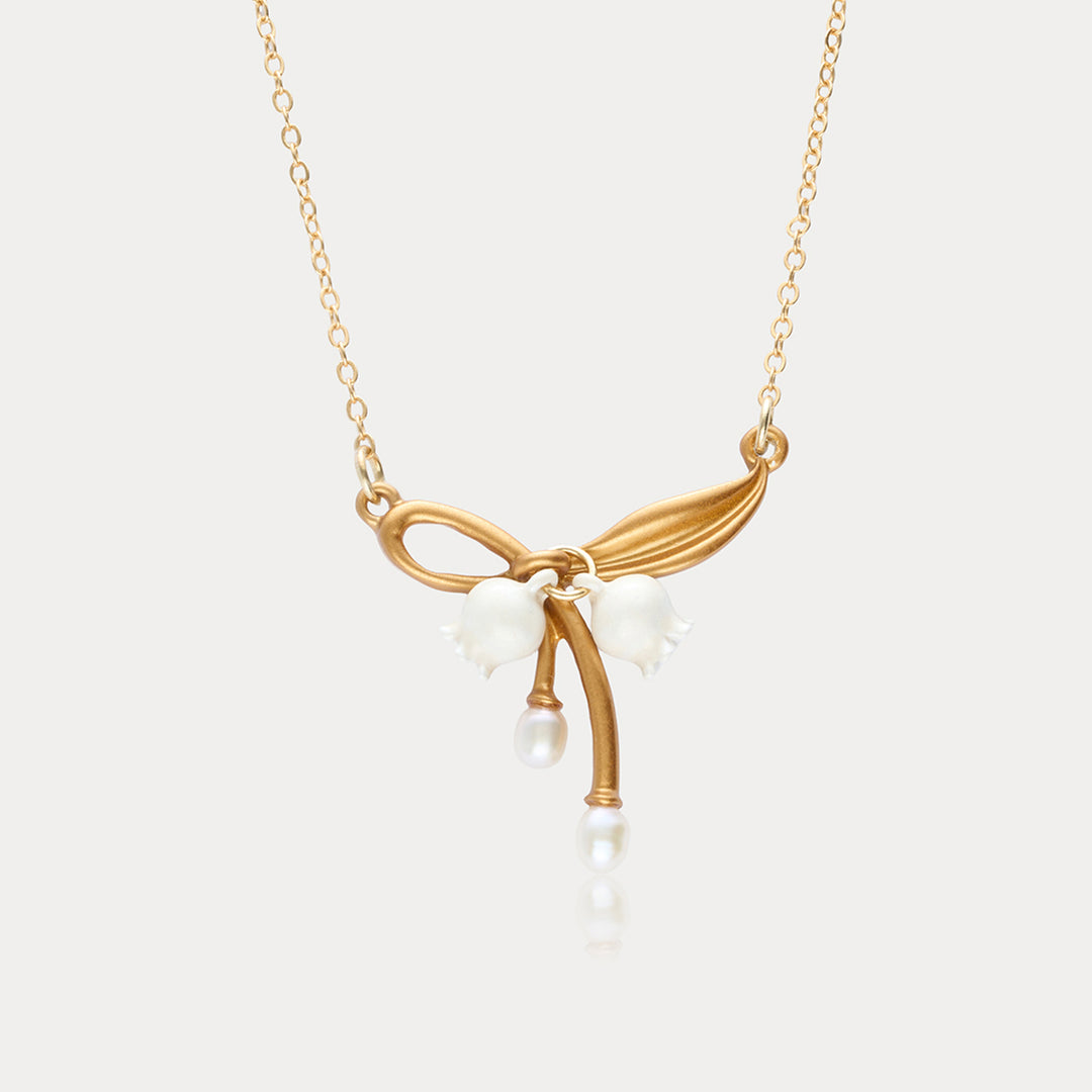 Gold Lily of the Valley Bow Necklace Selenichast