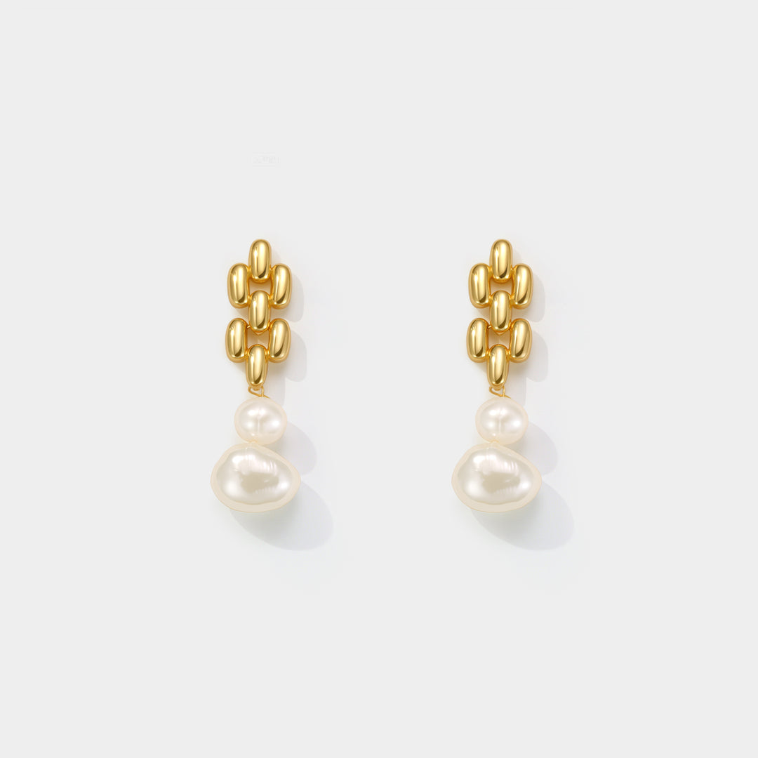 Gold Pearl Earrings
