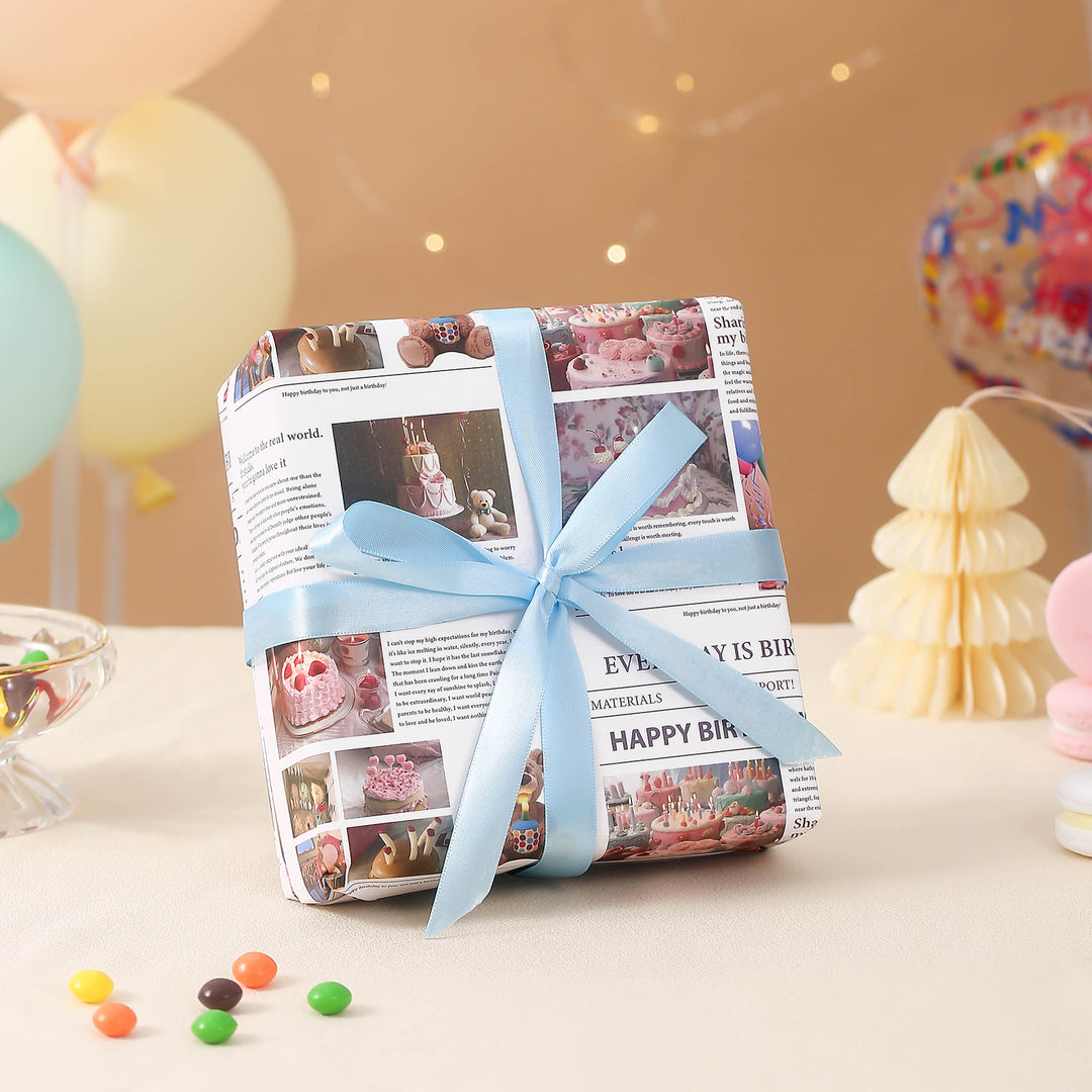 Selenichast Happy Birthday Newspaper Gift Wrapping