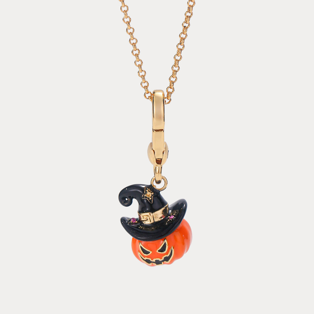 Halloween Pumpkin Witch Hat Locket Necklace