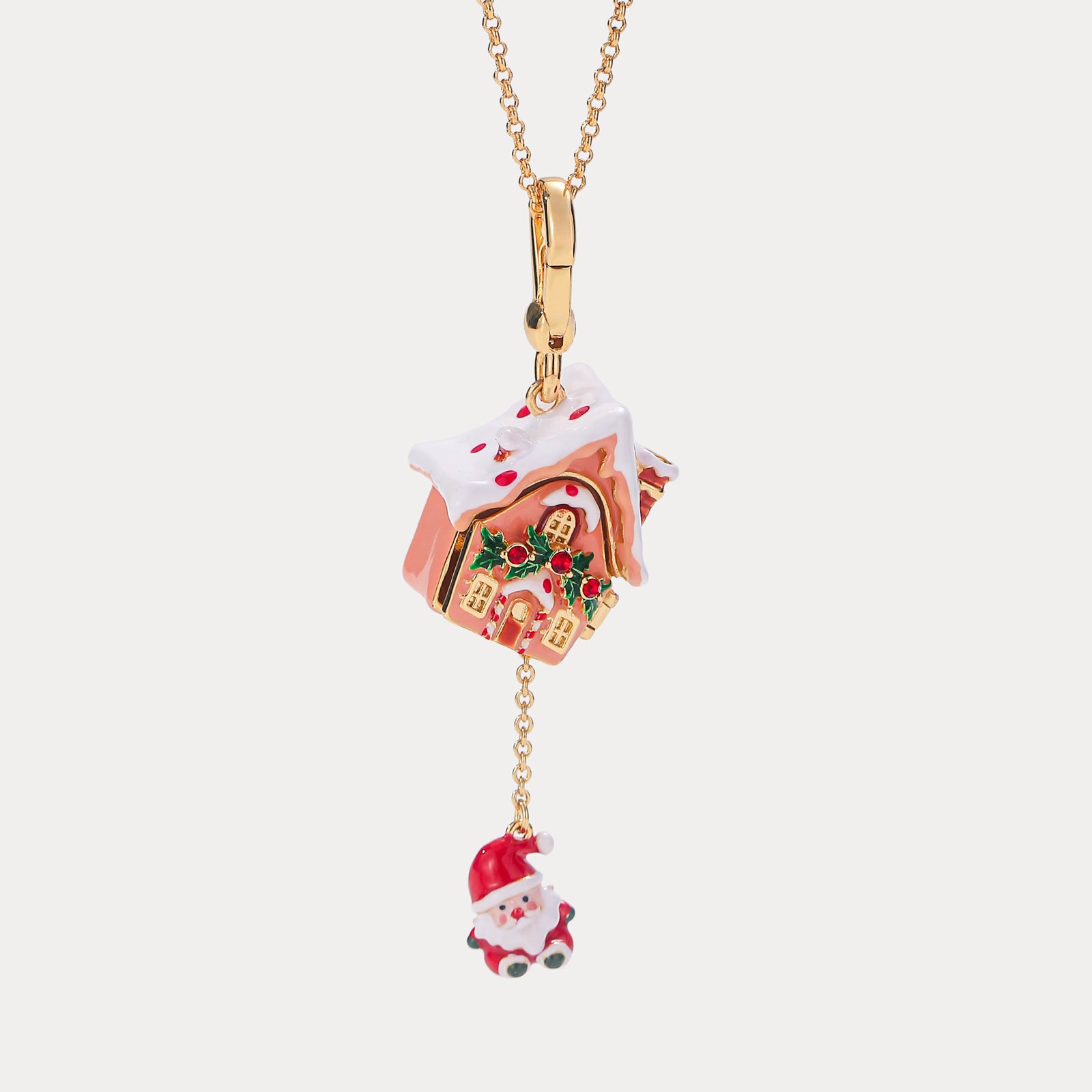 Santa's Snow House Locket Necklace