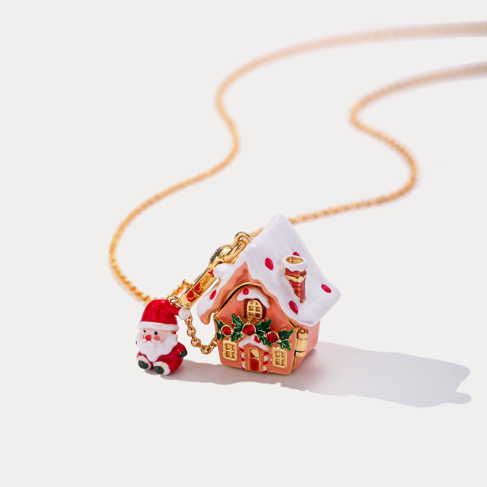 Santa's Snow House Locket Necklace
