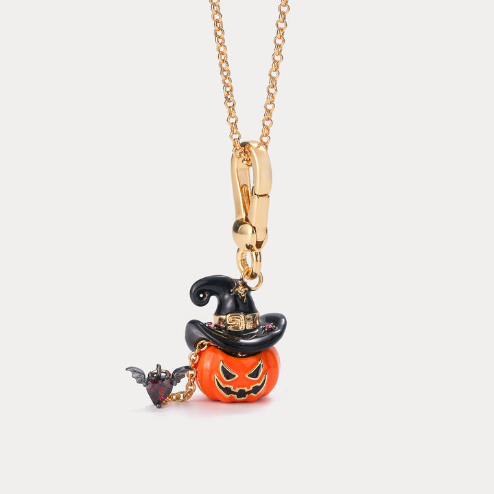 Halloween Pumpkin Witch Hat Locket Necklace