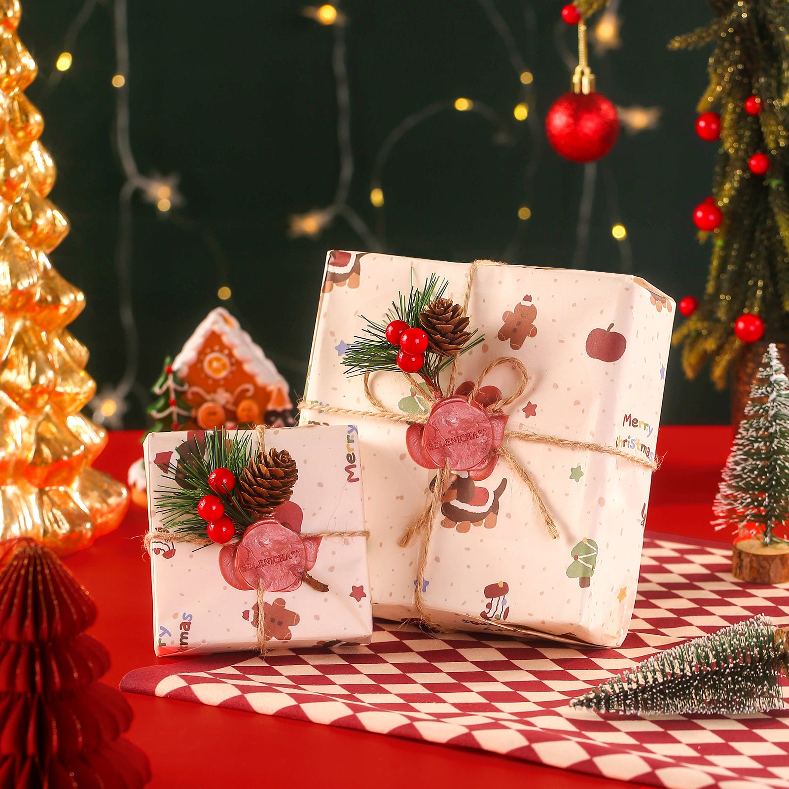 Selenichast Christmas Dachshund Gift Wrapping