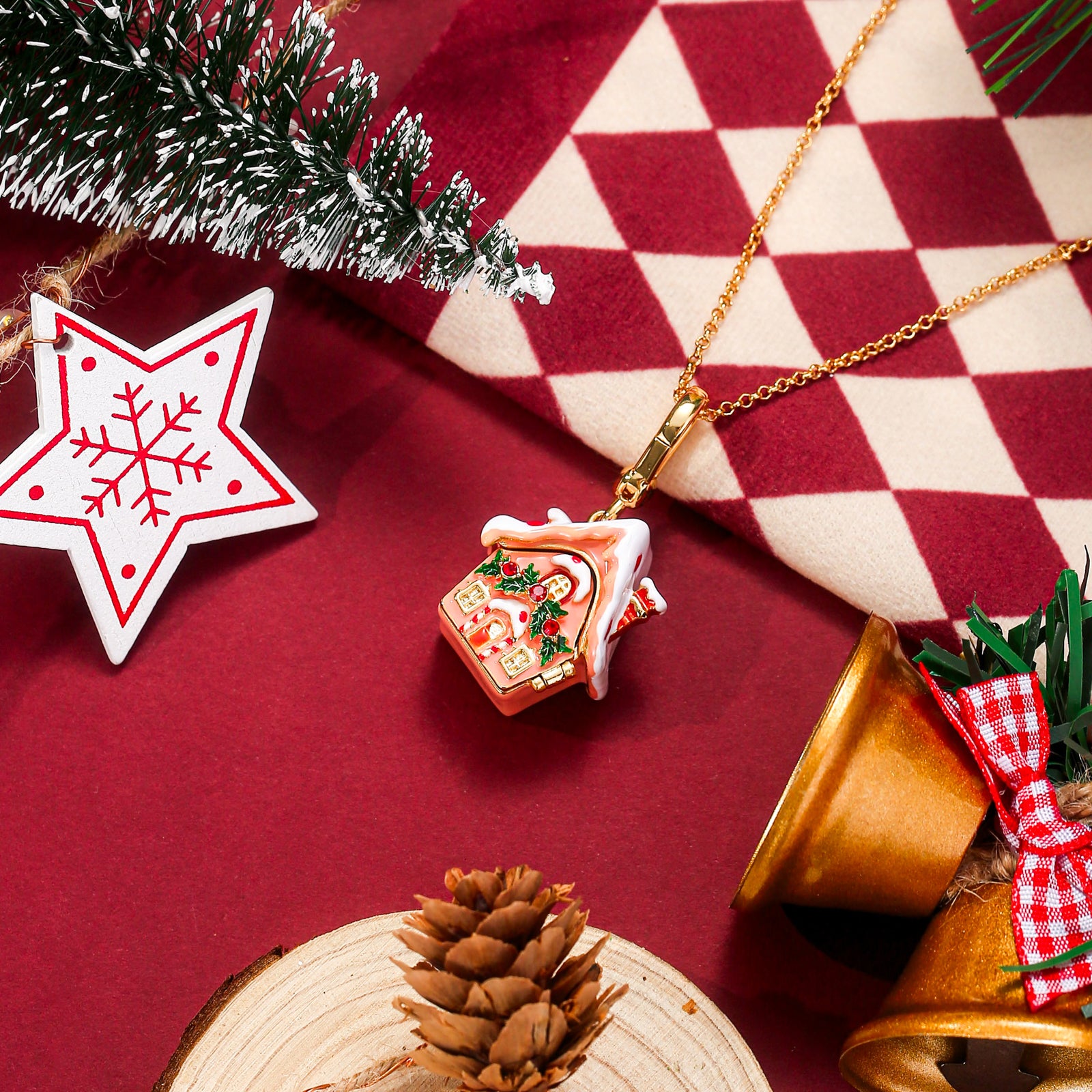 Santa's Snow House Locket Necklace