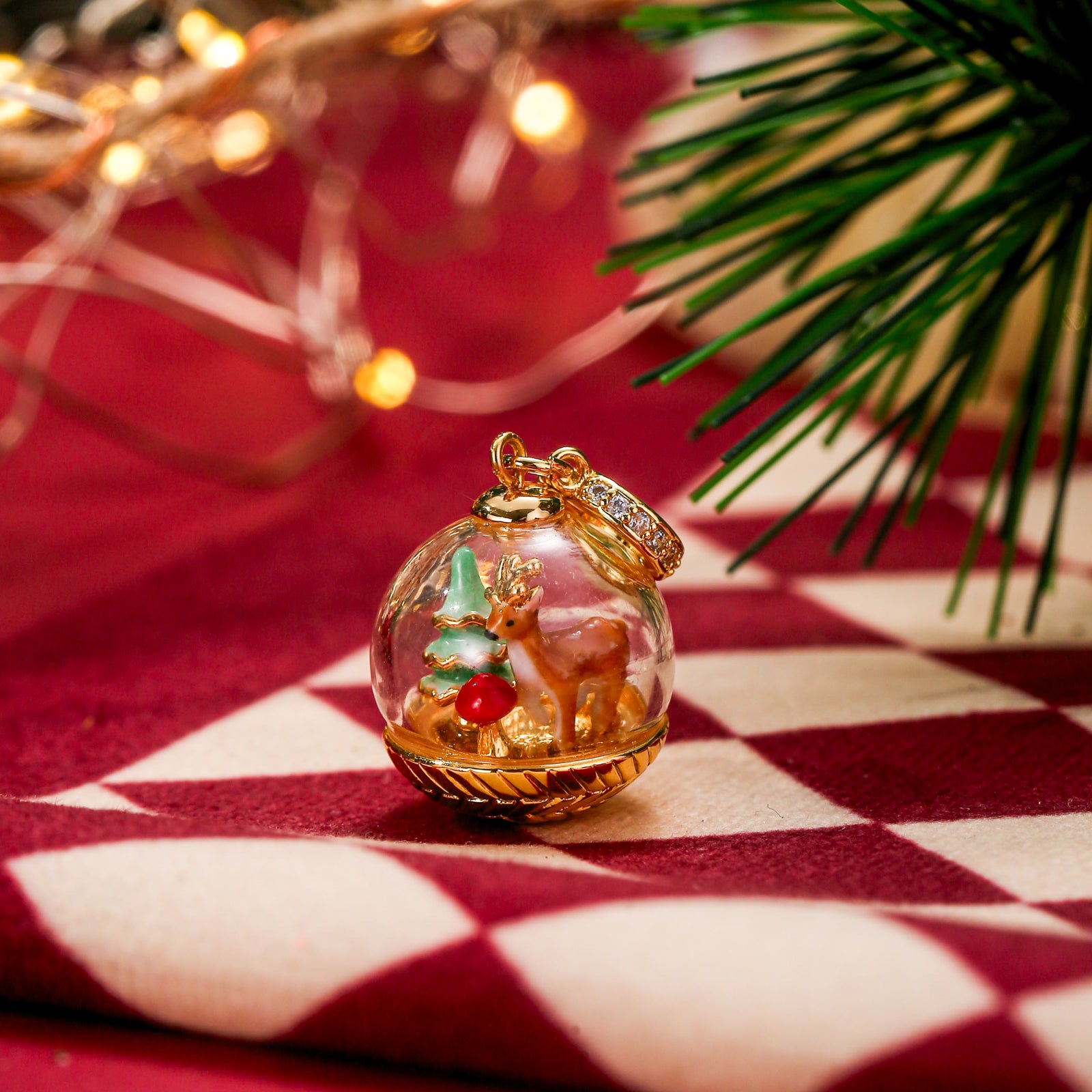 Christmas Reindeer Globe Necklace