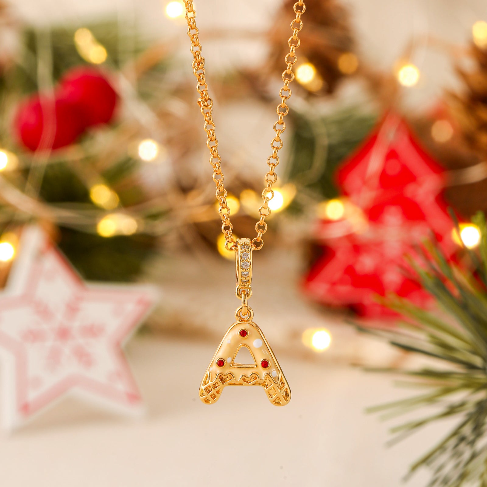 Christmas Letter A Necklace