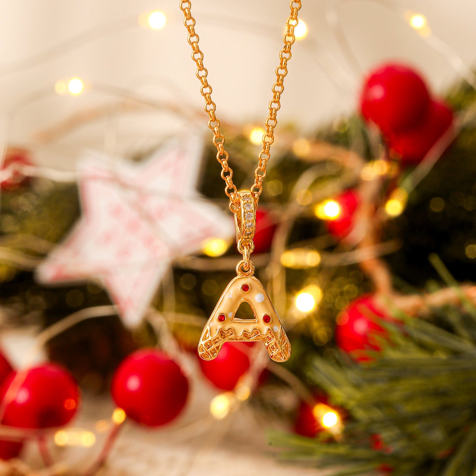 Christmas Letter A Necklace