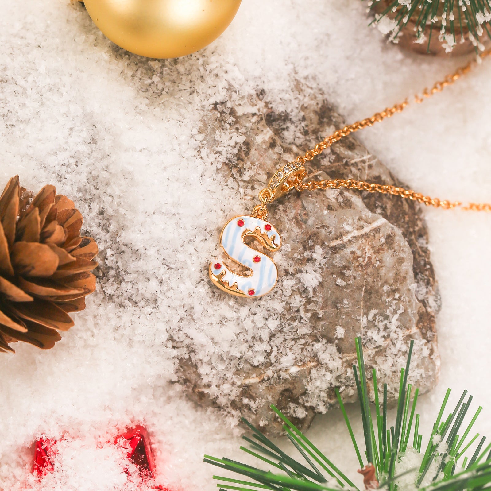 Christmas Letter S Necklace