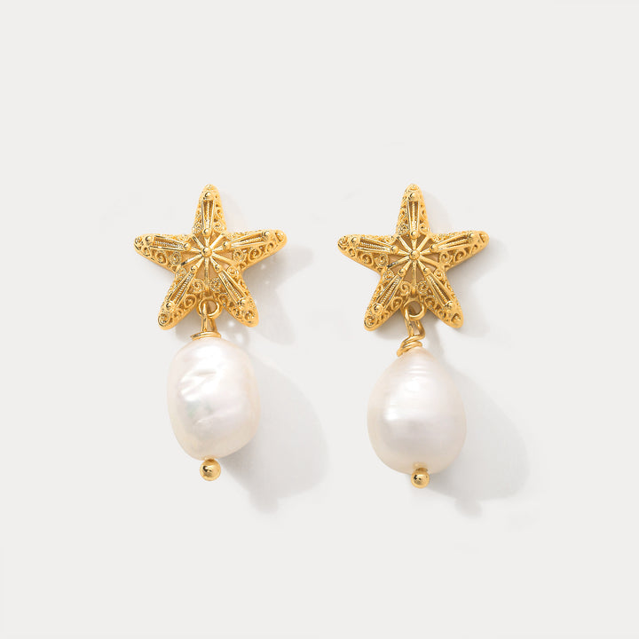 Selenichast Starfish Pearl Earrings