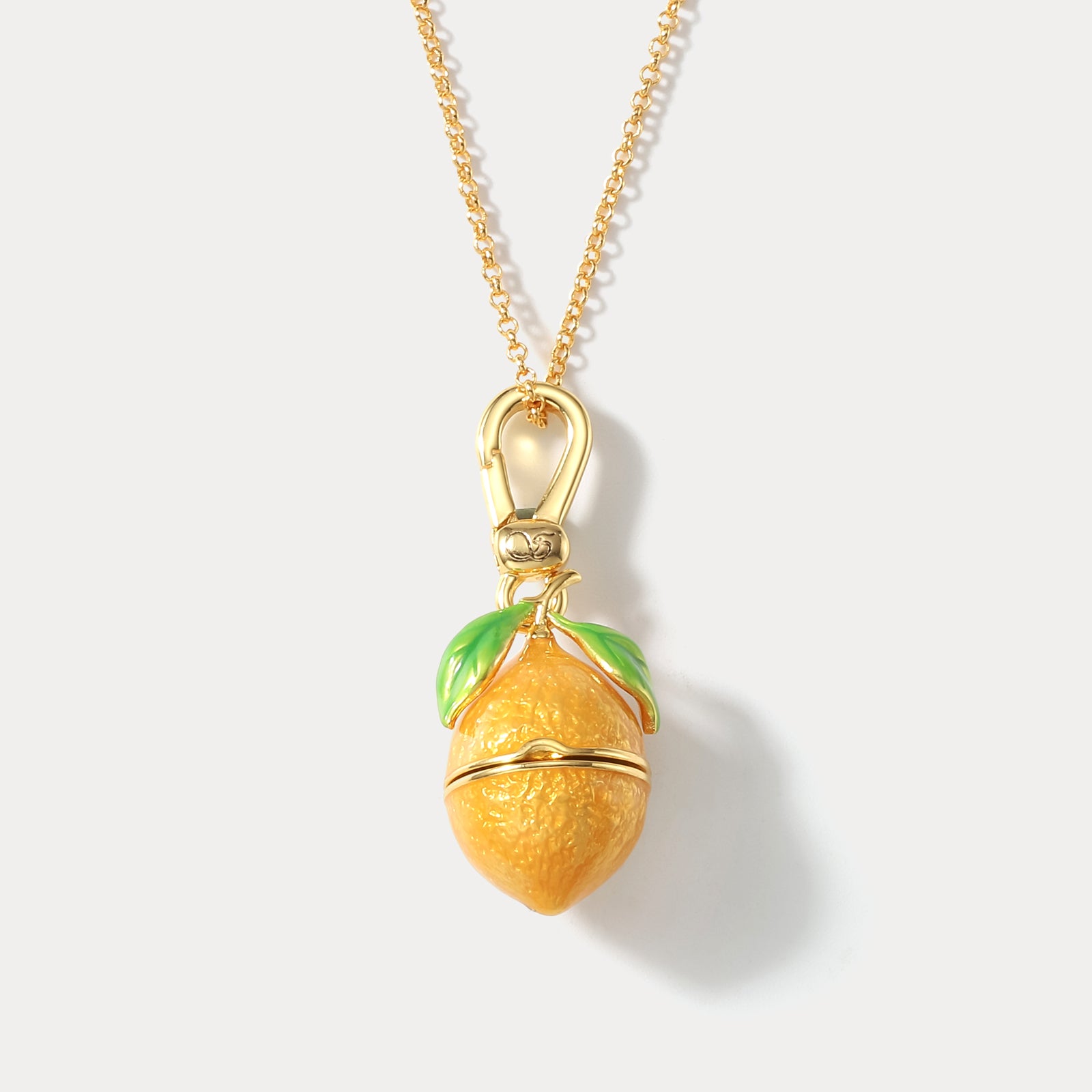 Lemon Locket Pendant Long Necklace