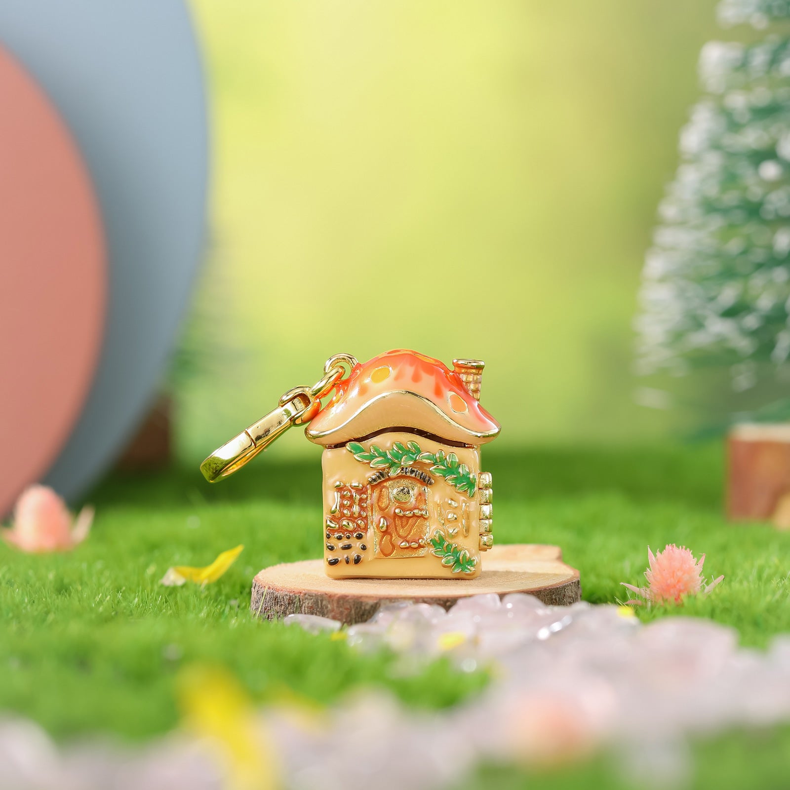 Mushroom House Long Pendant Necklace