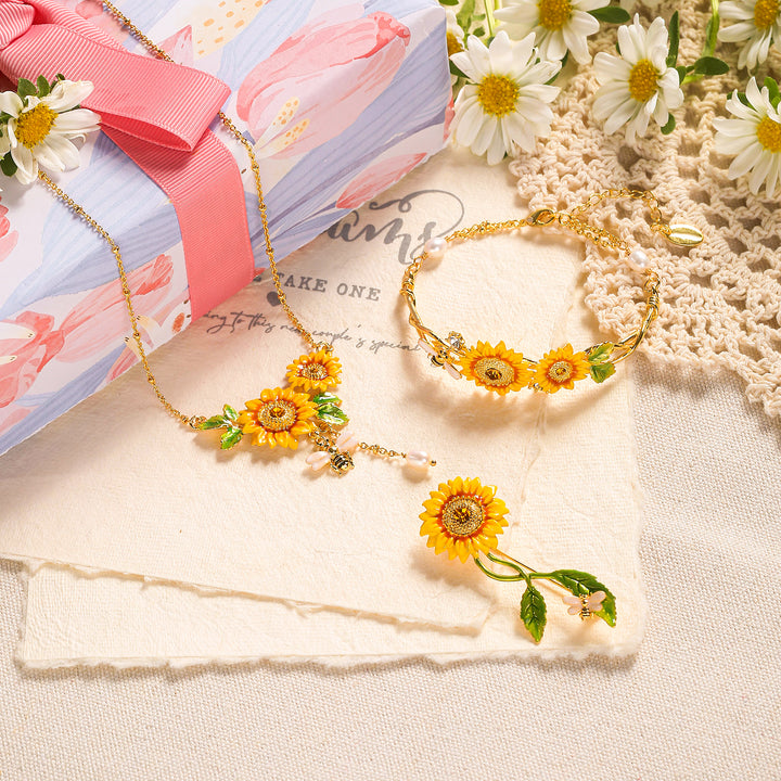 Sunflower Jewelry Set with Gift Wrapping