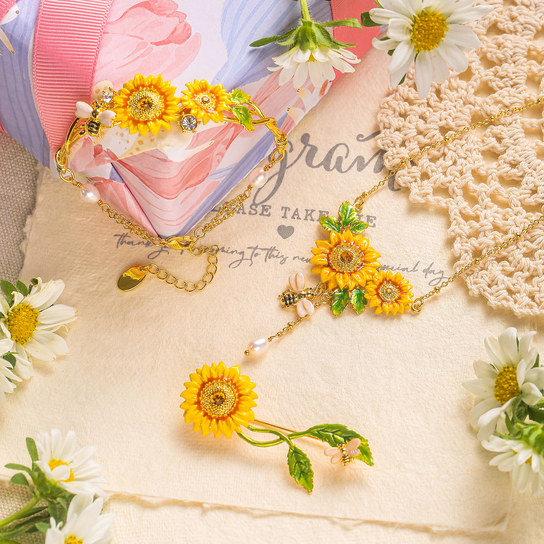 Sunflower Jewelry Set with Gift Wrapping
