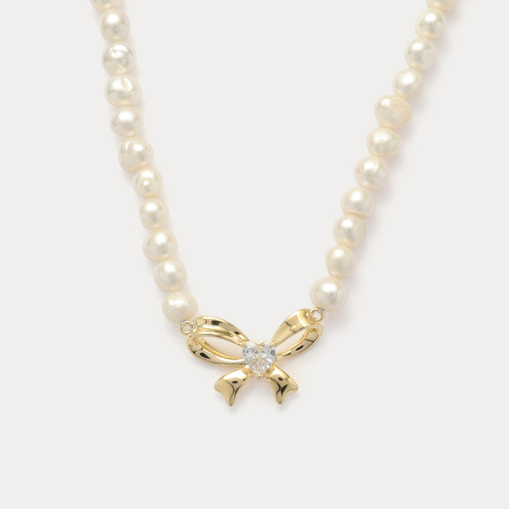 Selenichast Pearl Bow Necklace