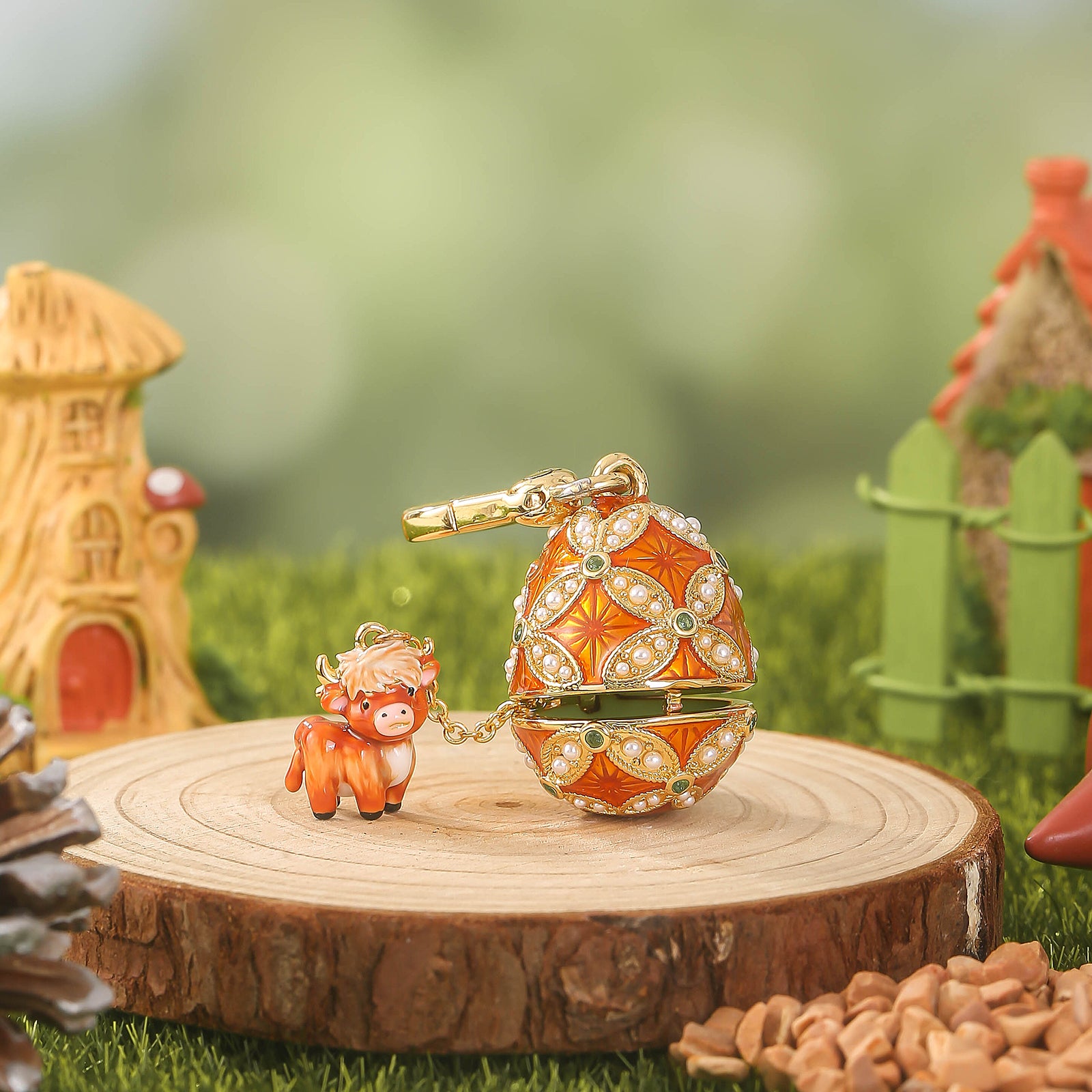 Highland Cow Egg Locket Necklace