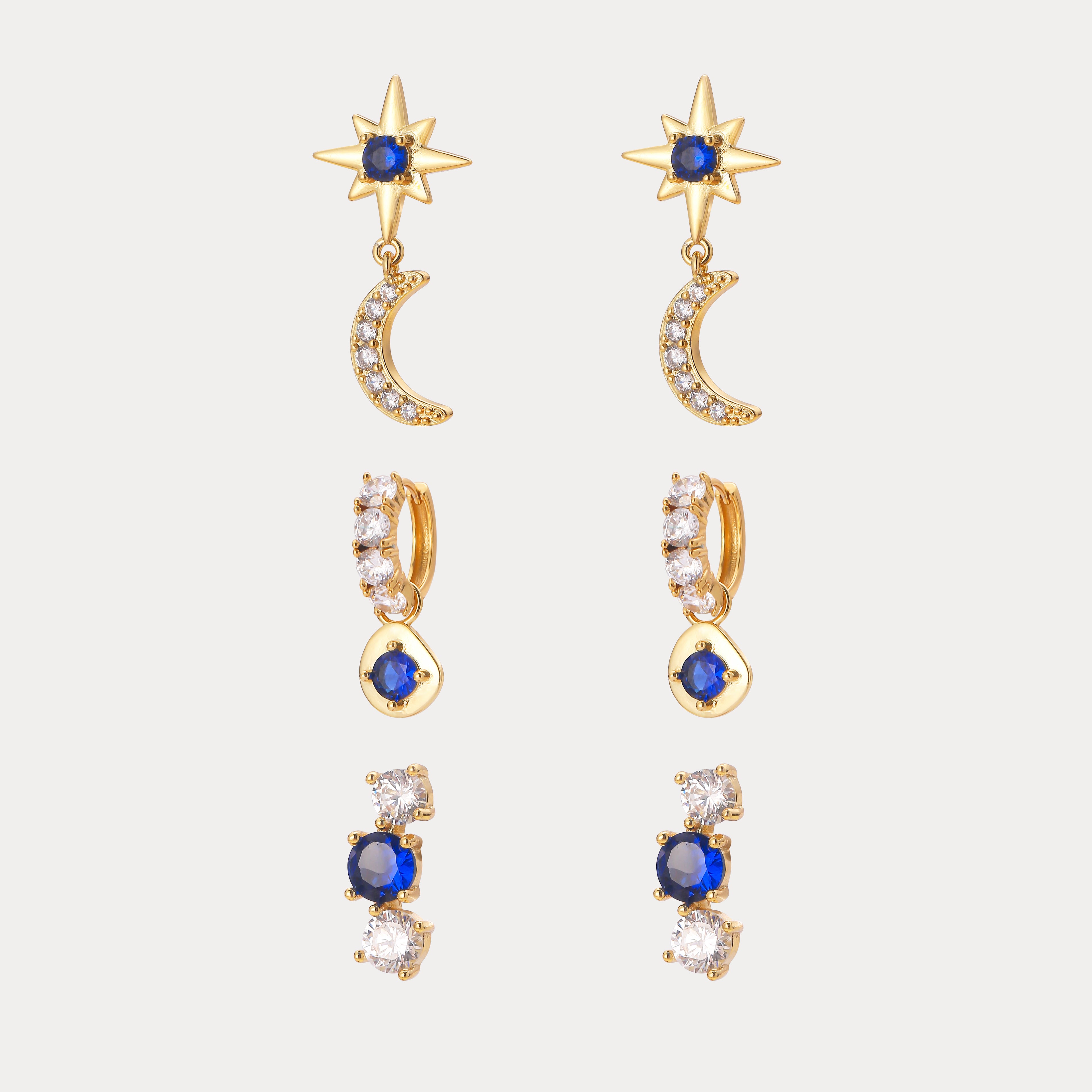 Selenichast Moon and Star Earring Sets