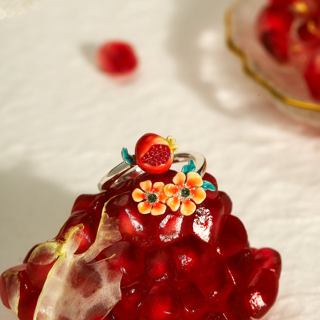 Sliver Pomegranate Flower Ring