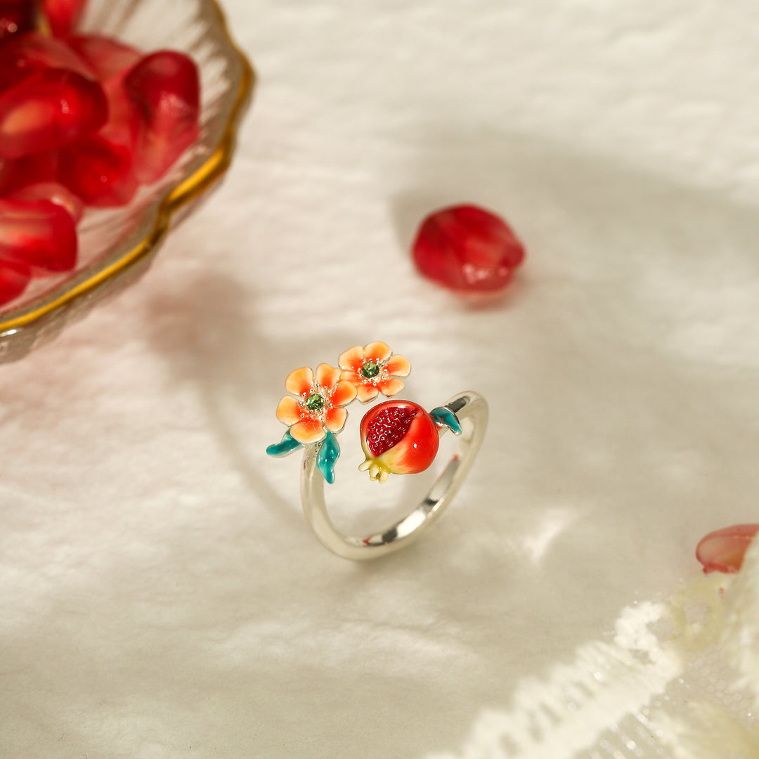 Sliver Pomegranate Flower Ring