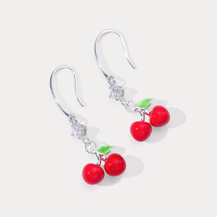 Silver Cherry Earrings Summer Jewelry