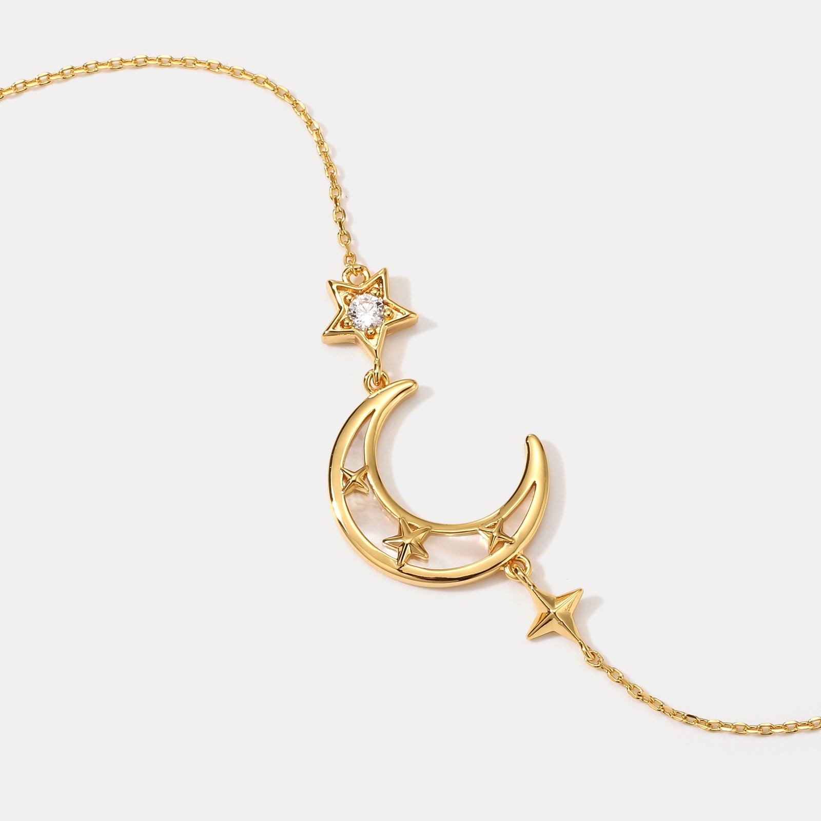Crescent Moon North Star 18k Gold Bracelet