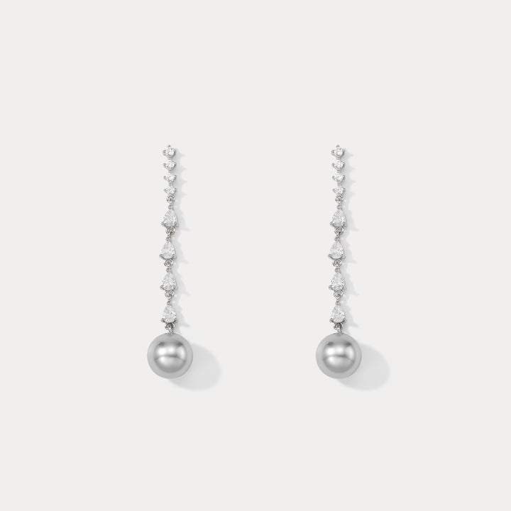 Selenichast Pearl Diamond Drop Earrings