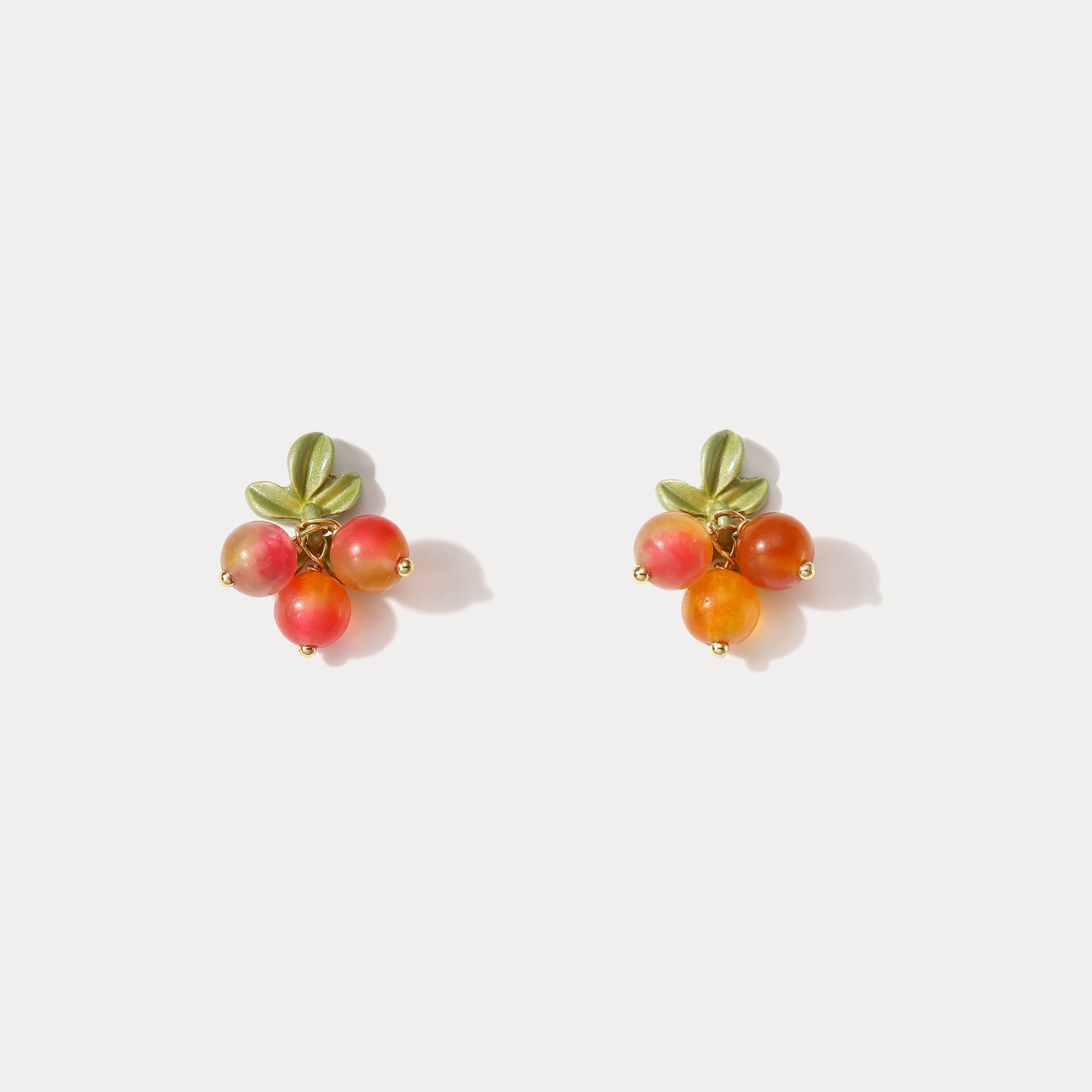 cranberry stud glass earrings