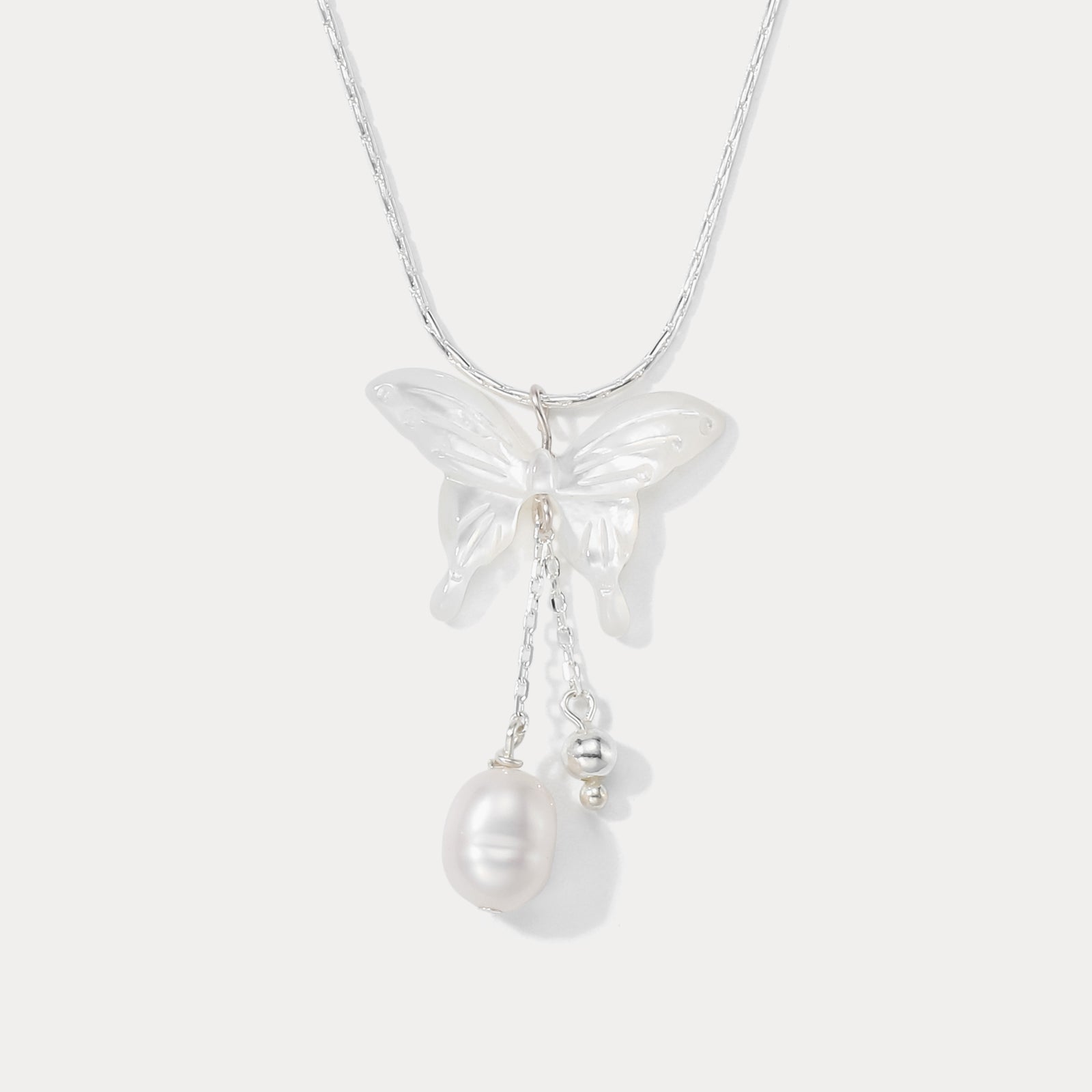 Selenichast Butterfly Pearl Tassel Necklace