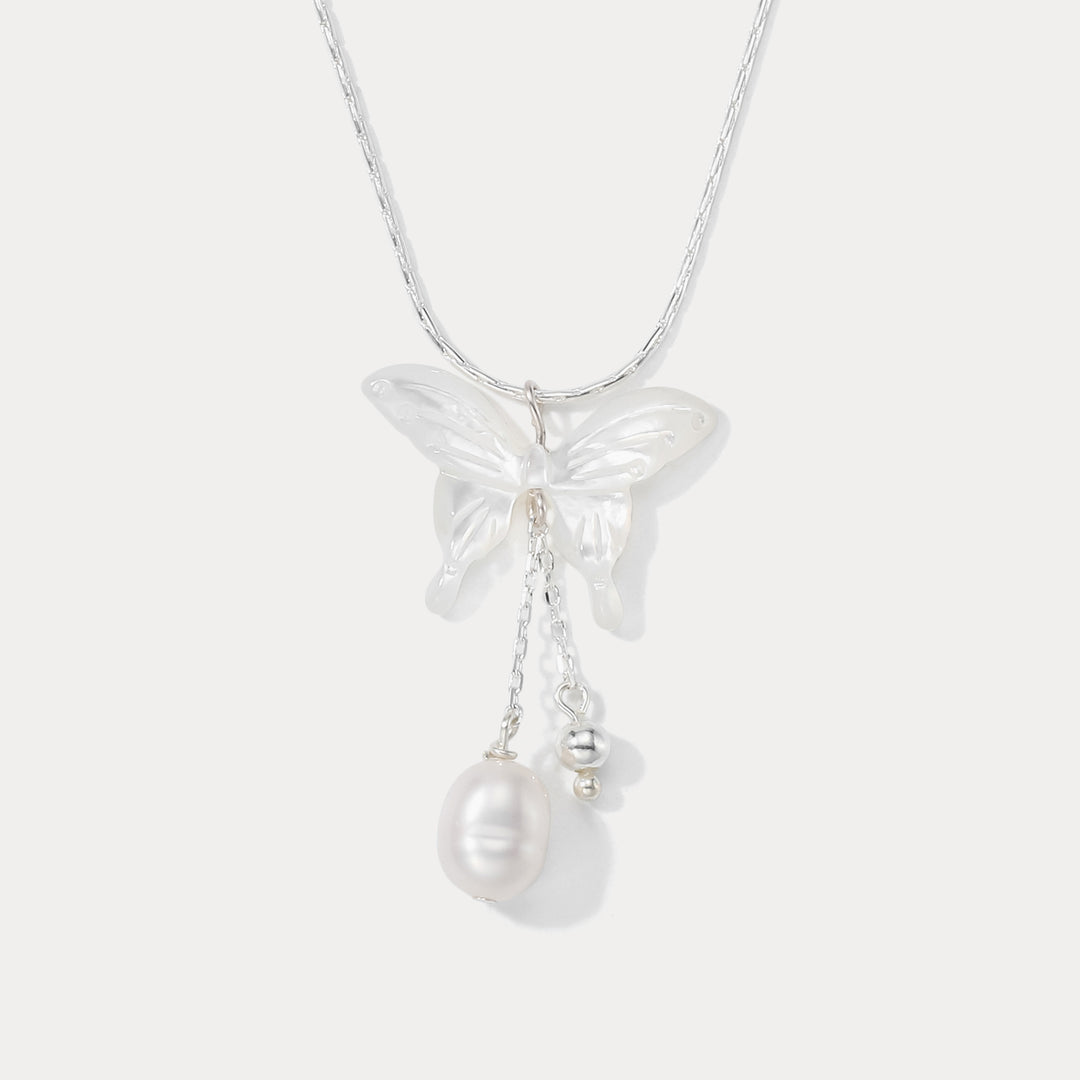 Selenichast Butterfly Pearl Tassel Necklace
