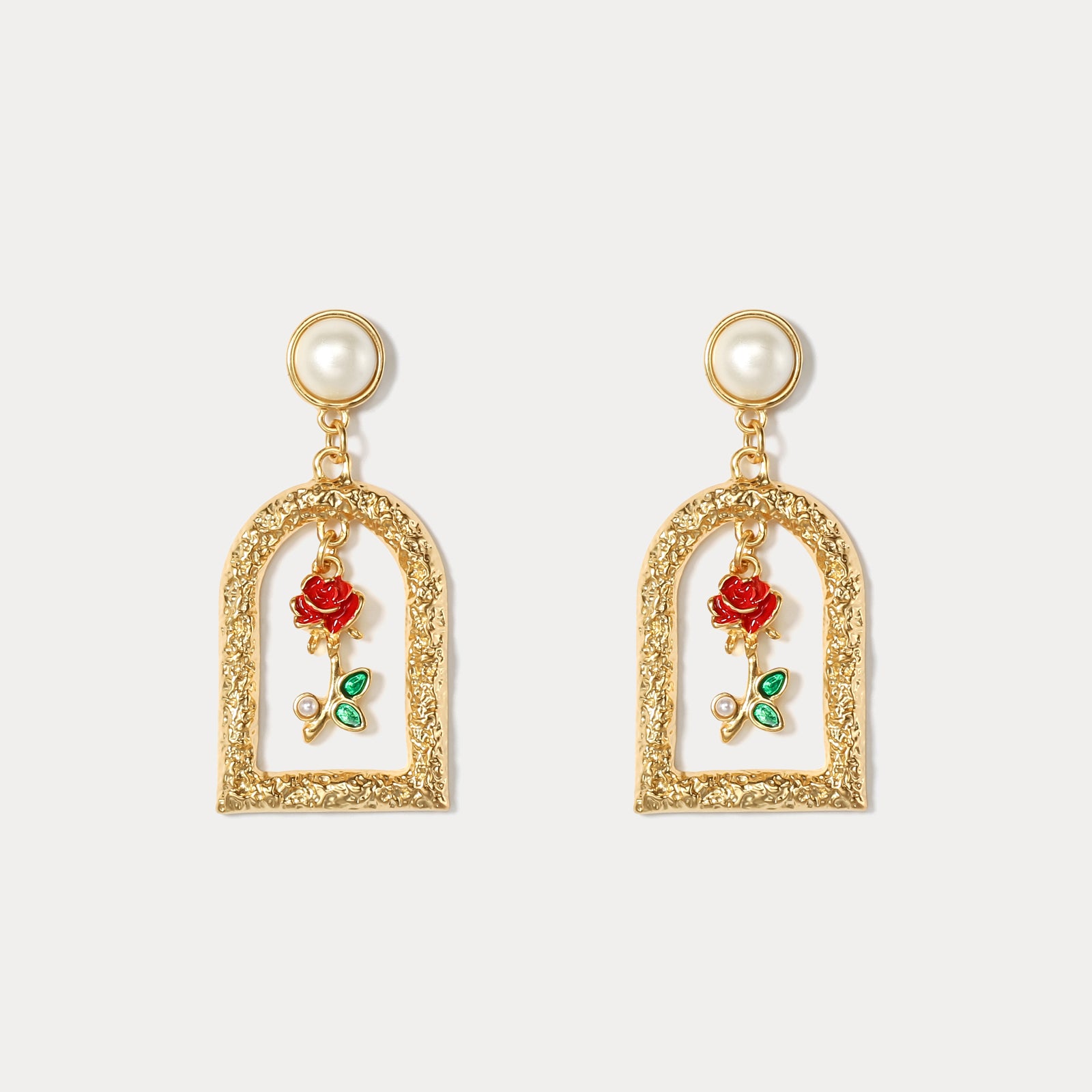 Selenichast Vintage Garden Rose Earrings