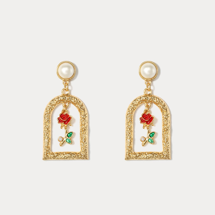 Selenichast Vintage Garden Rose Earrings