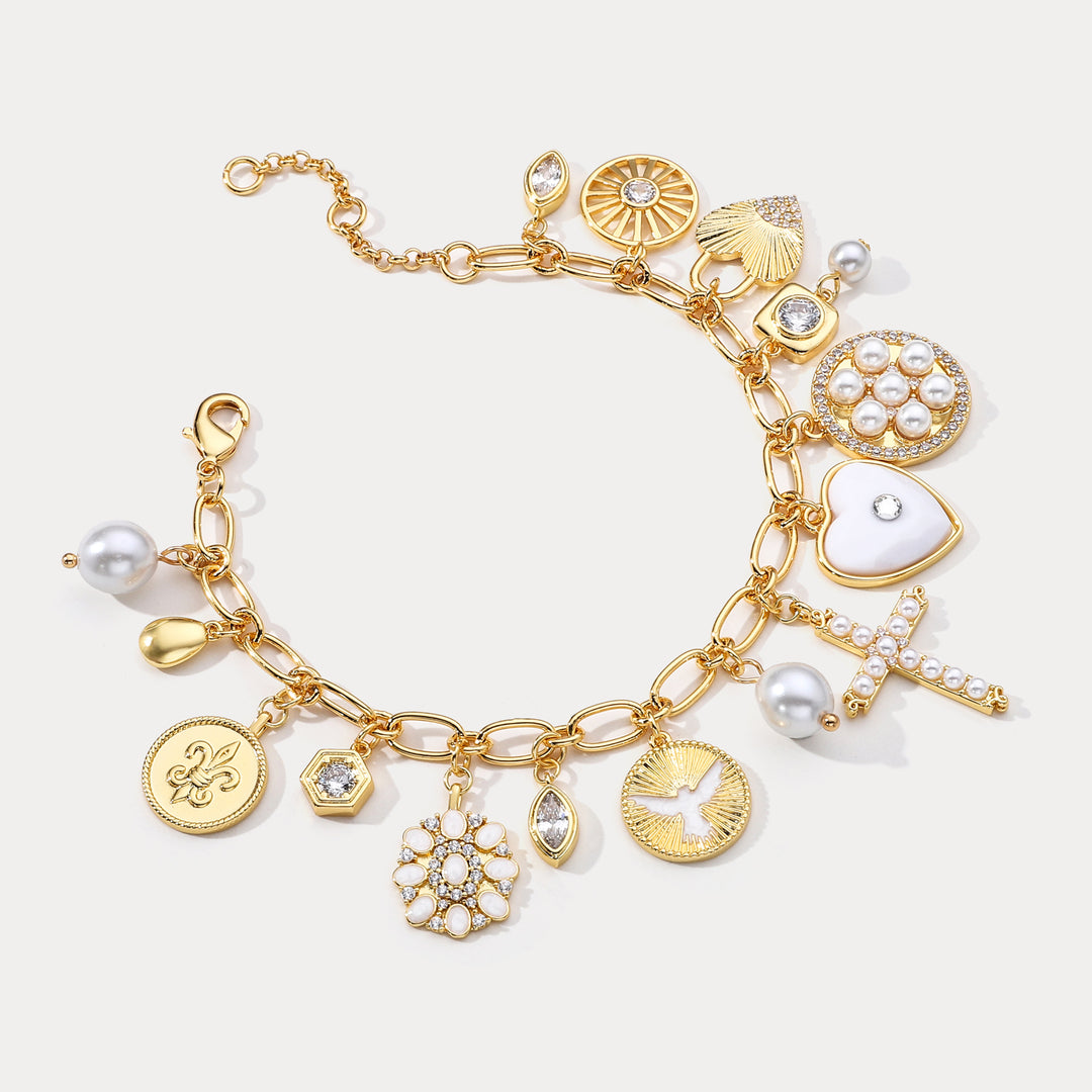 Vintage Cross Charm Bracelet