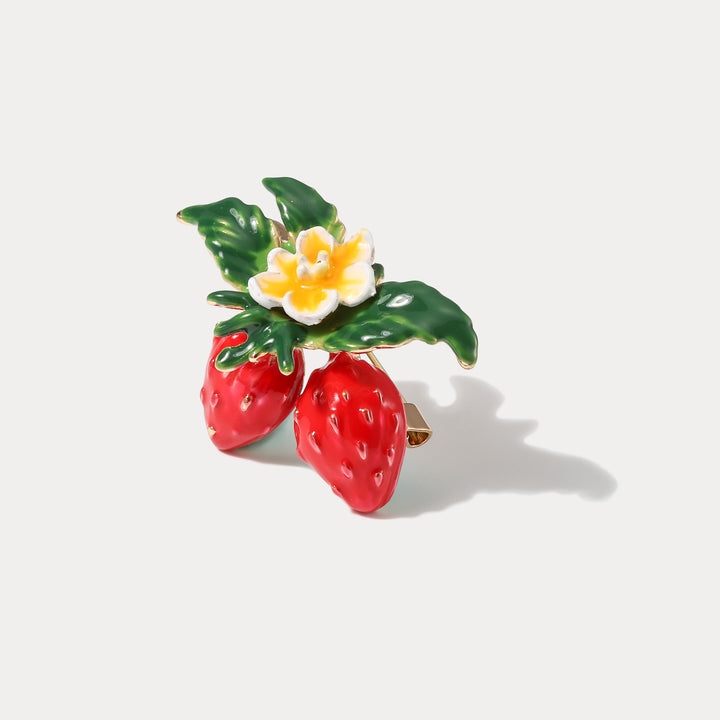 Strawberry Enamel Brooch