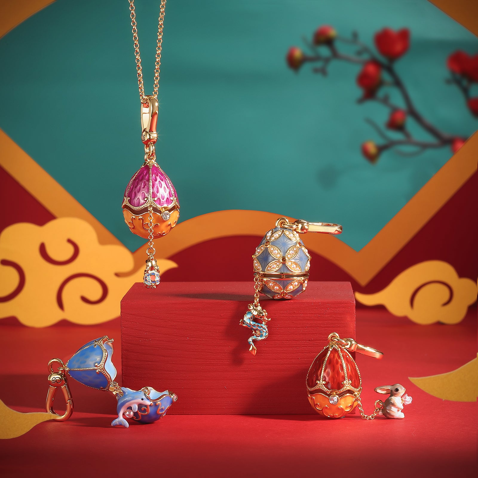 Egg Locket Necklace Set