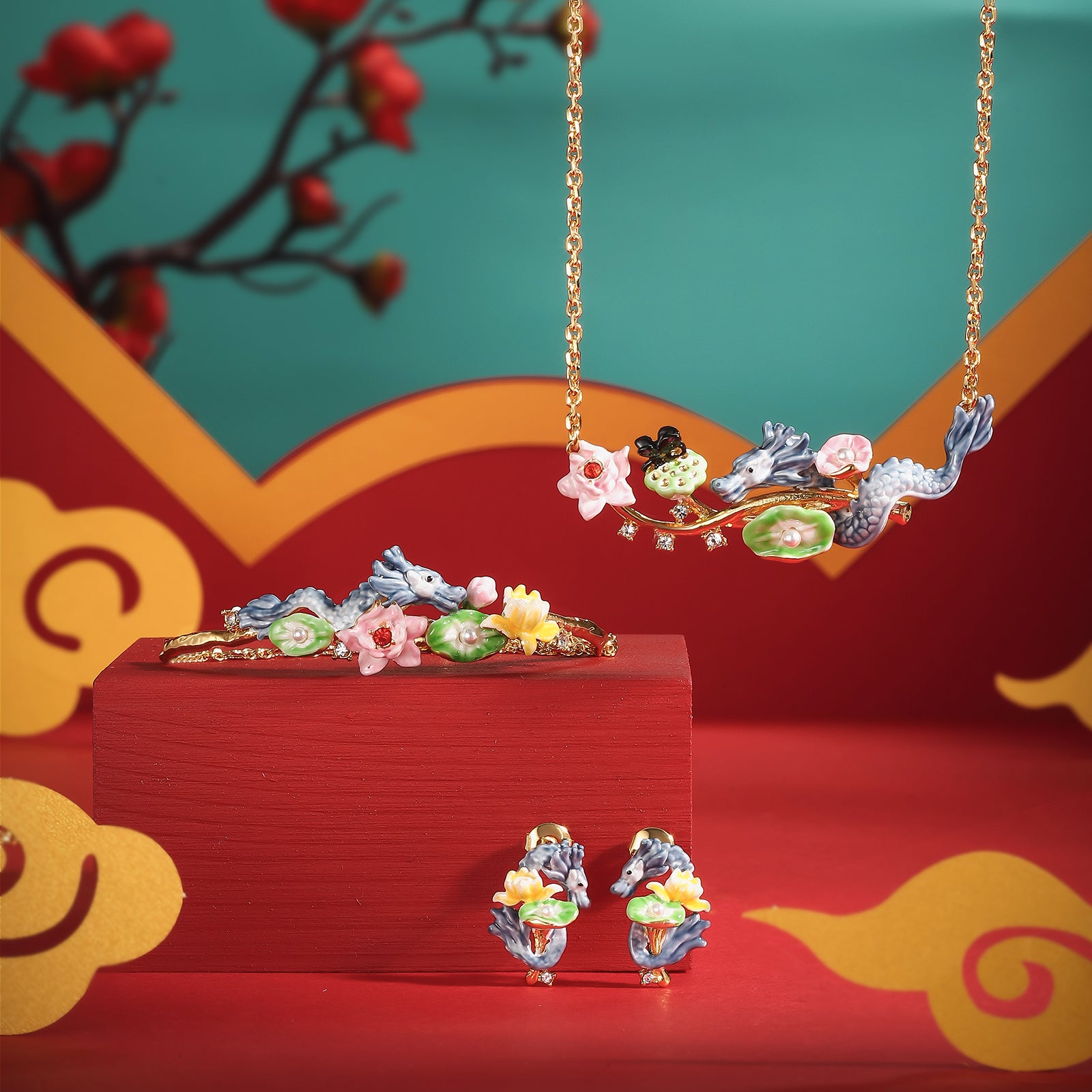 Dragon Lotus Jewelry Set