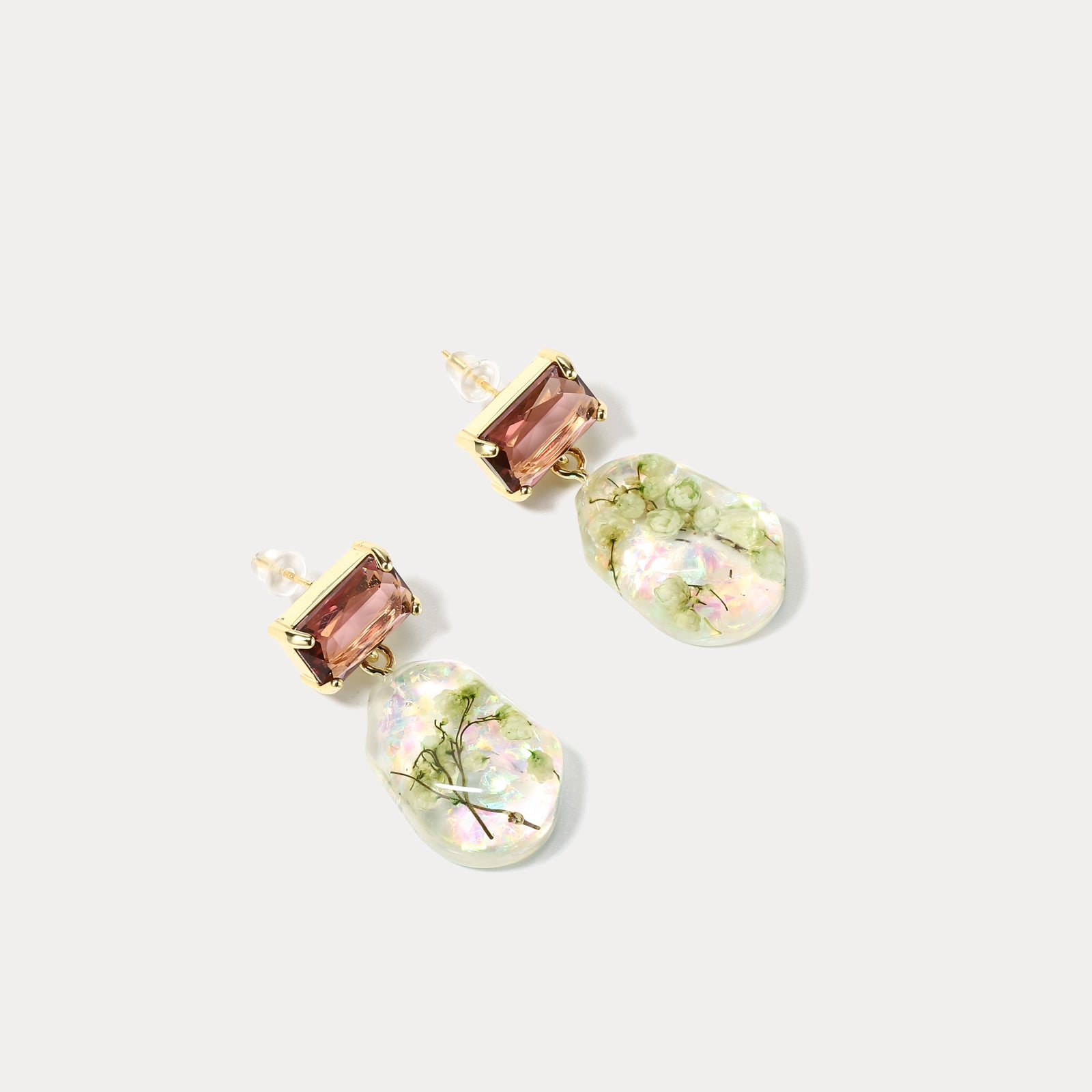 Camellia Resin 14K Gold Earrings