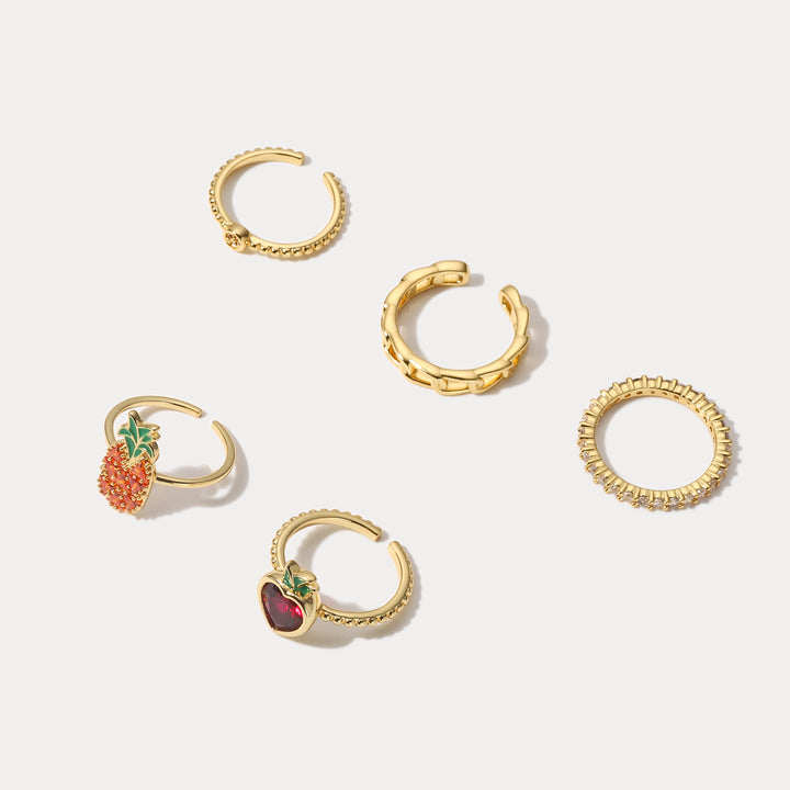 Summer Fruit Adjustable Ring Set