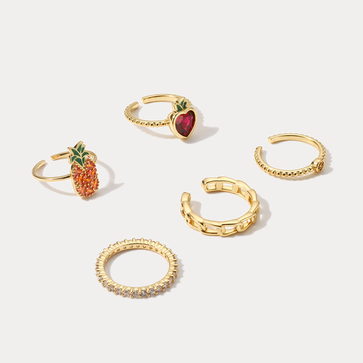 Summer Pineapple Fruit Ring Set