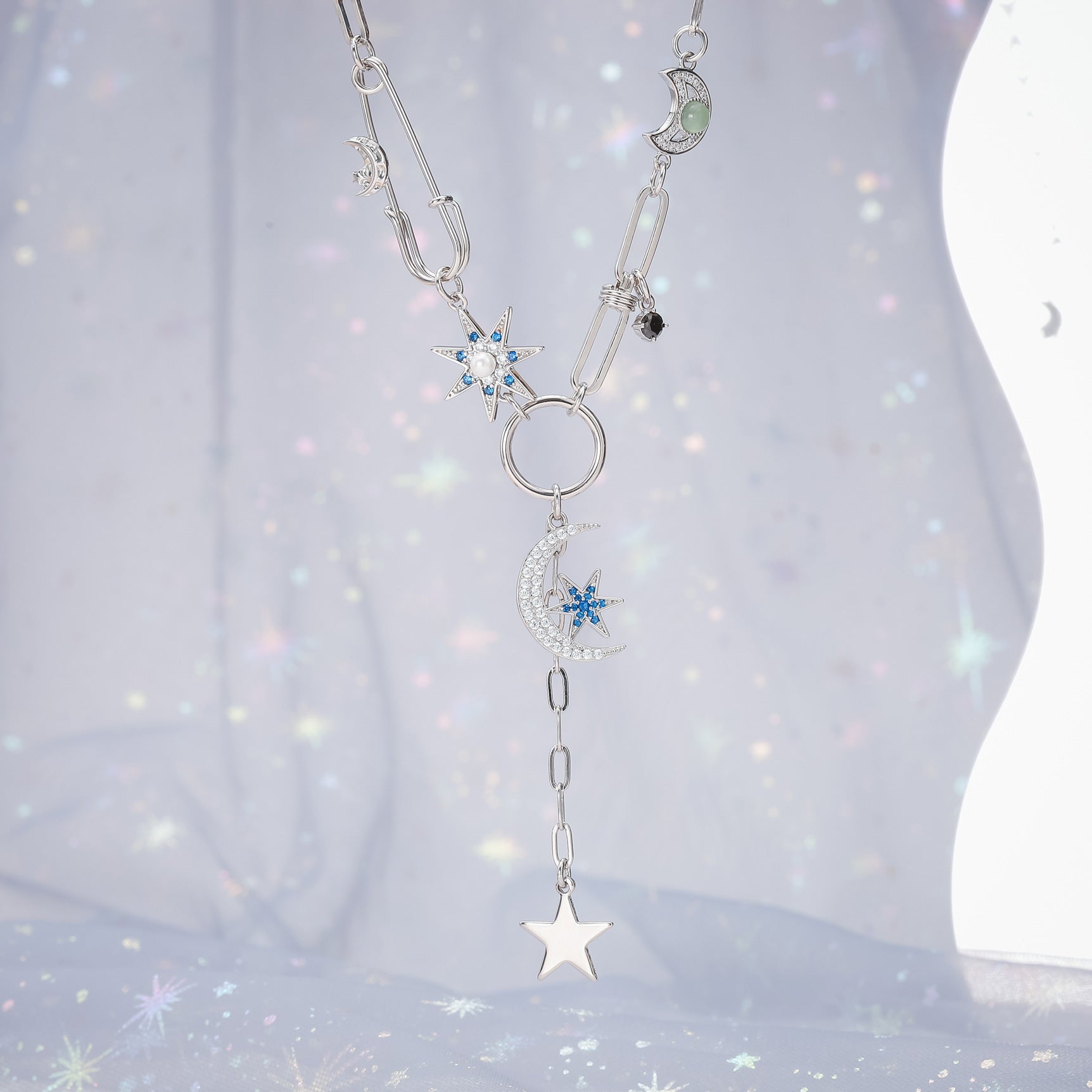 Guardian of the Stars and Moon Long Necklace
