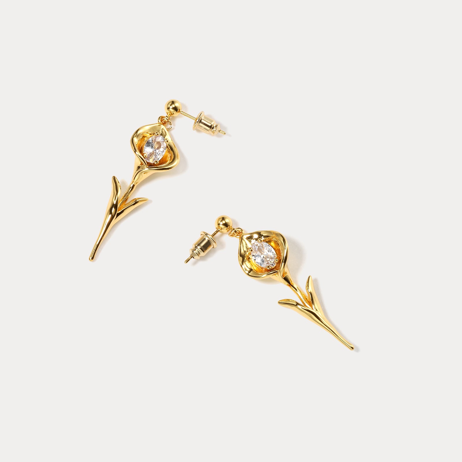 Vintage Tulip Gold Earrings
