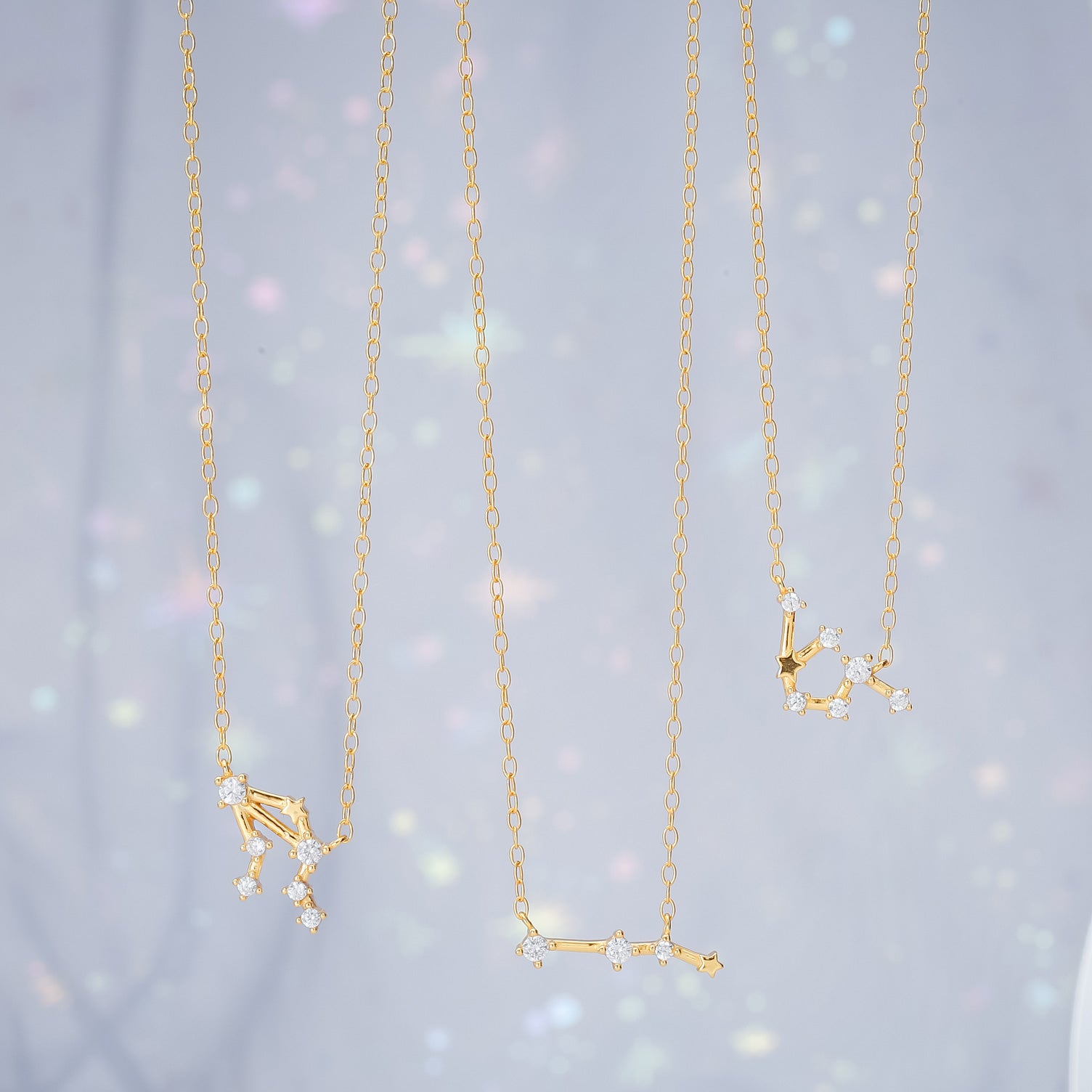 Silver Libra Constellation Necklace Set