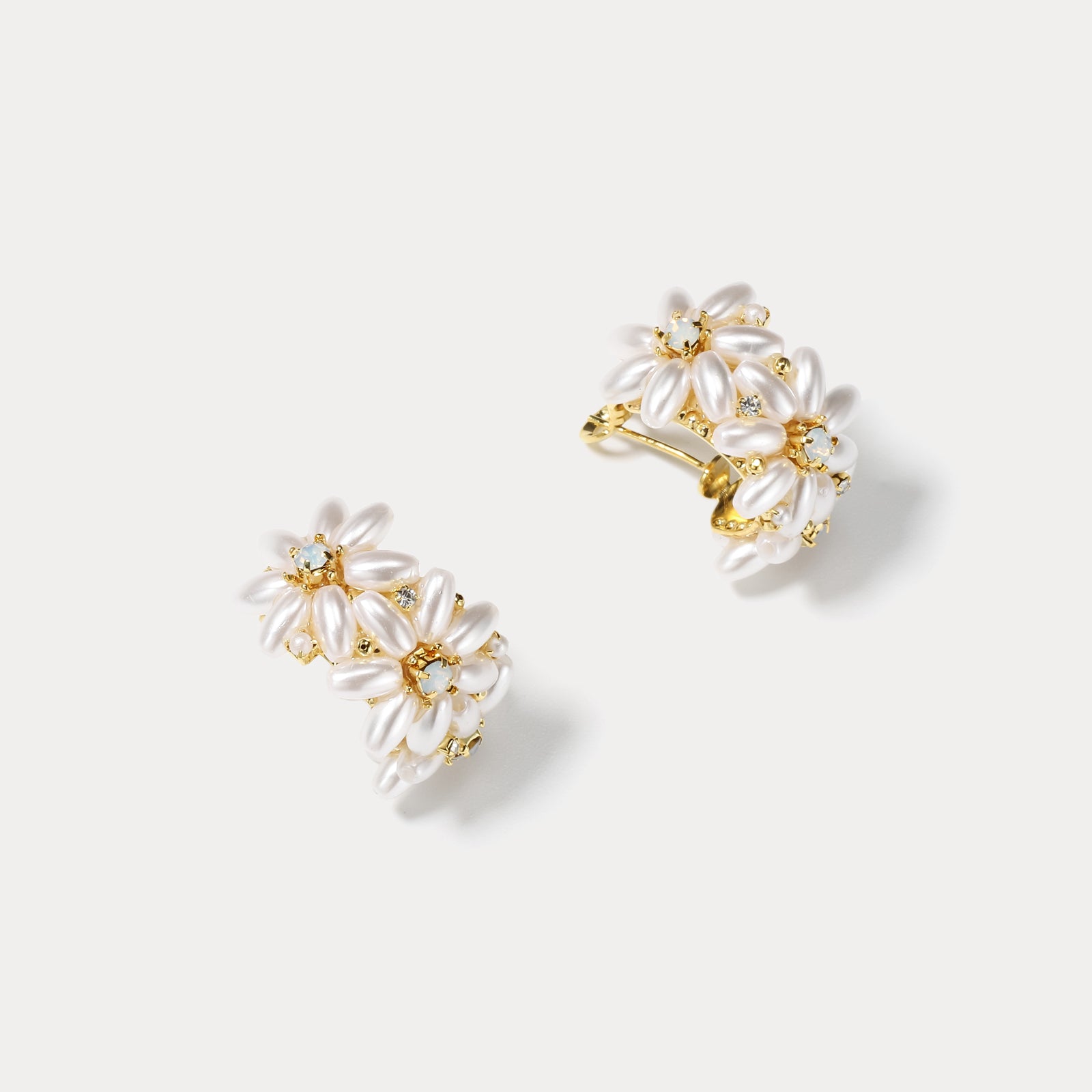 Pearl Floral Hoop Earrings