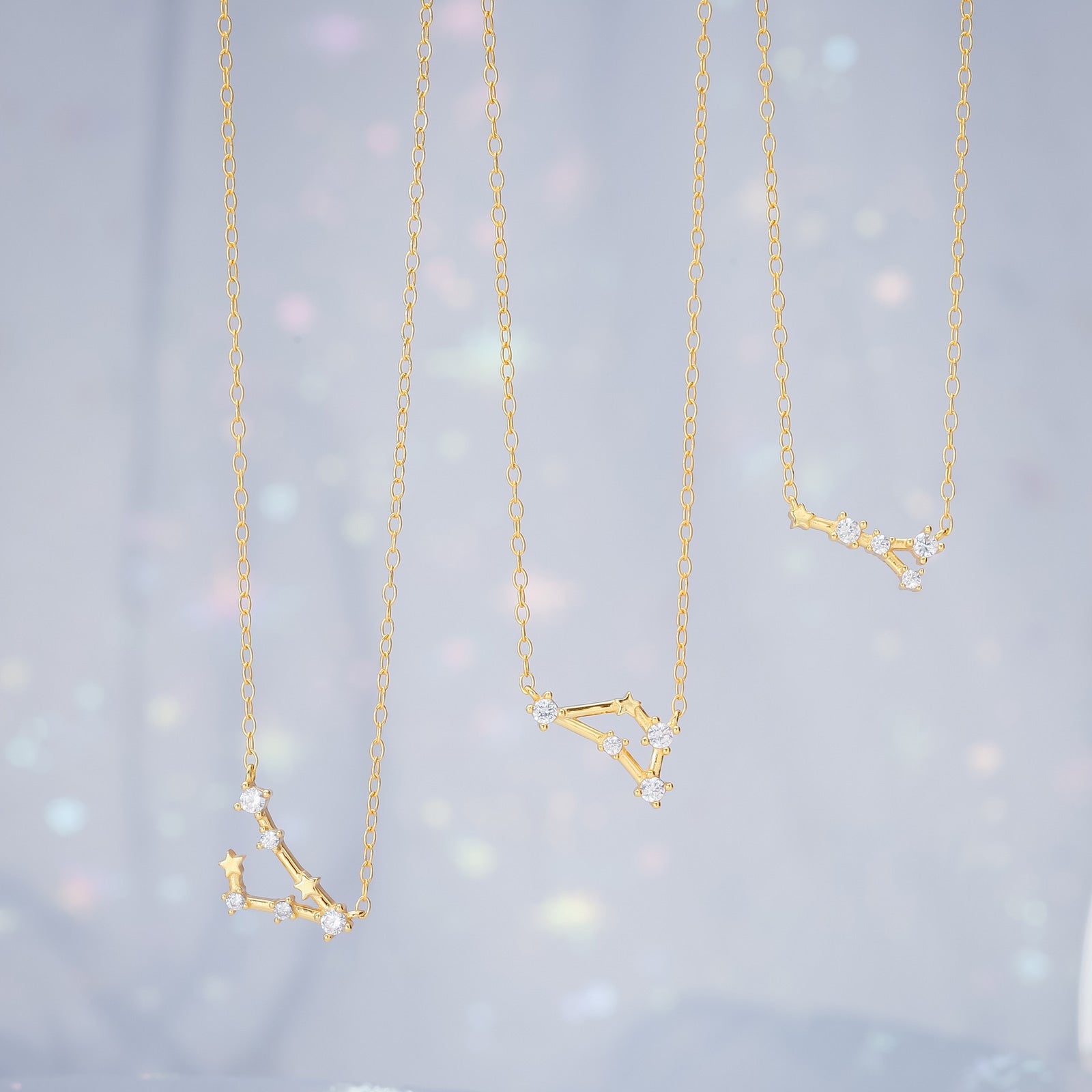 Silver Cancer Constellation Necklace Set