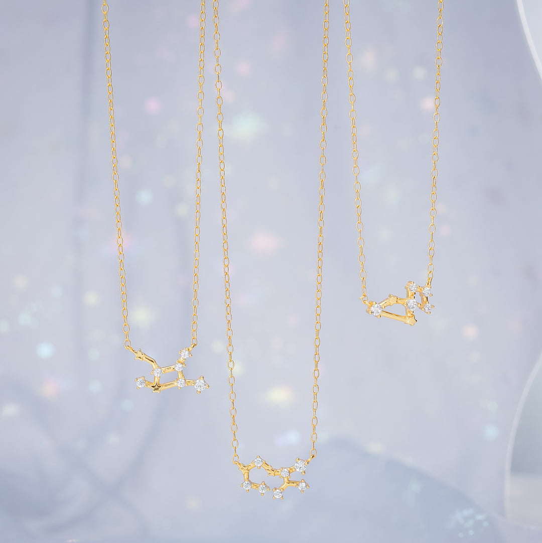 Gold Leo Constellation Necklace Set