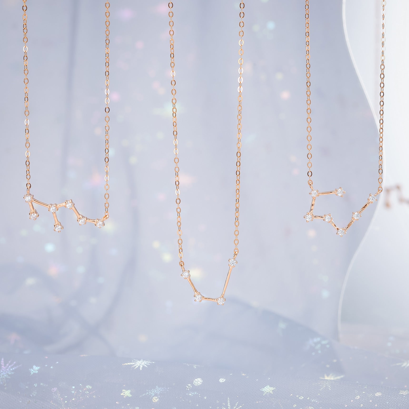 Rose Gold Silver Constellation Necklace Set