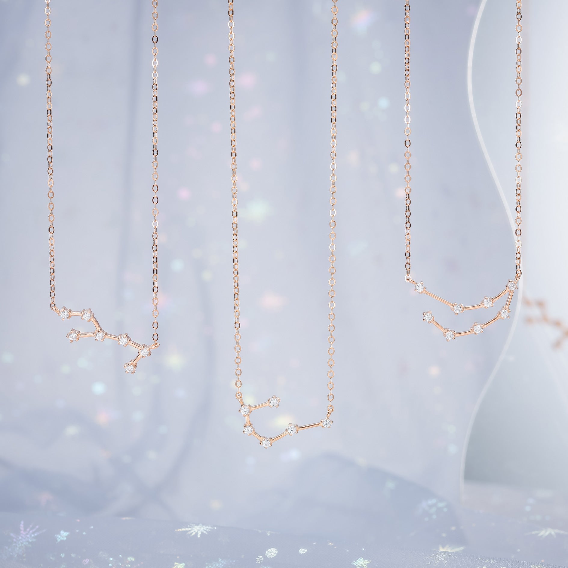 Rose Gold Constellation Diamond Necklace Set